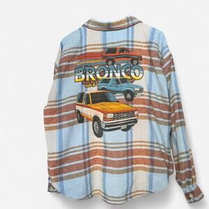 Womens Plus Size XXL Plaid Flannel Shacket Ford Bronco Graphic Jacket